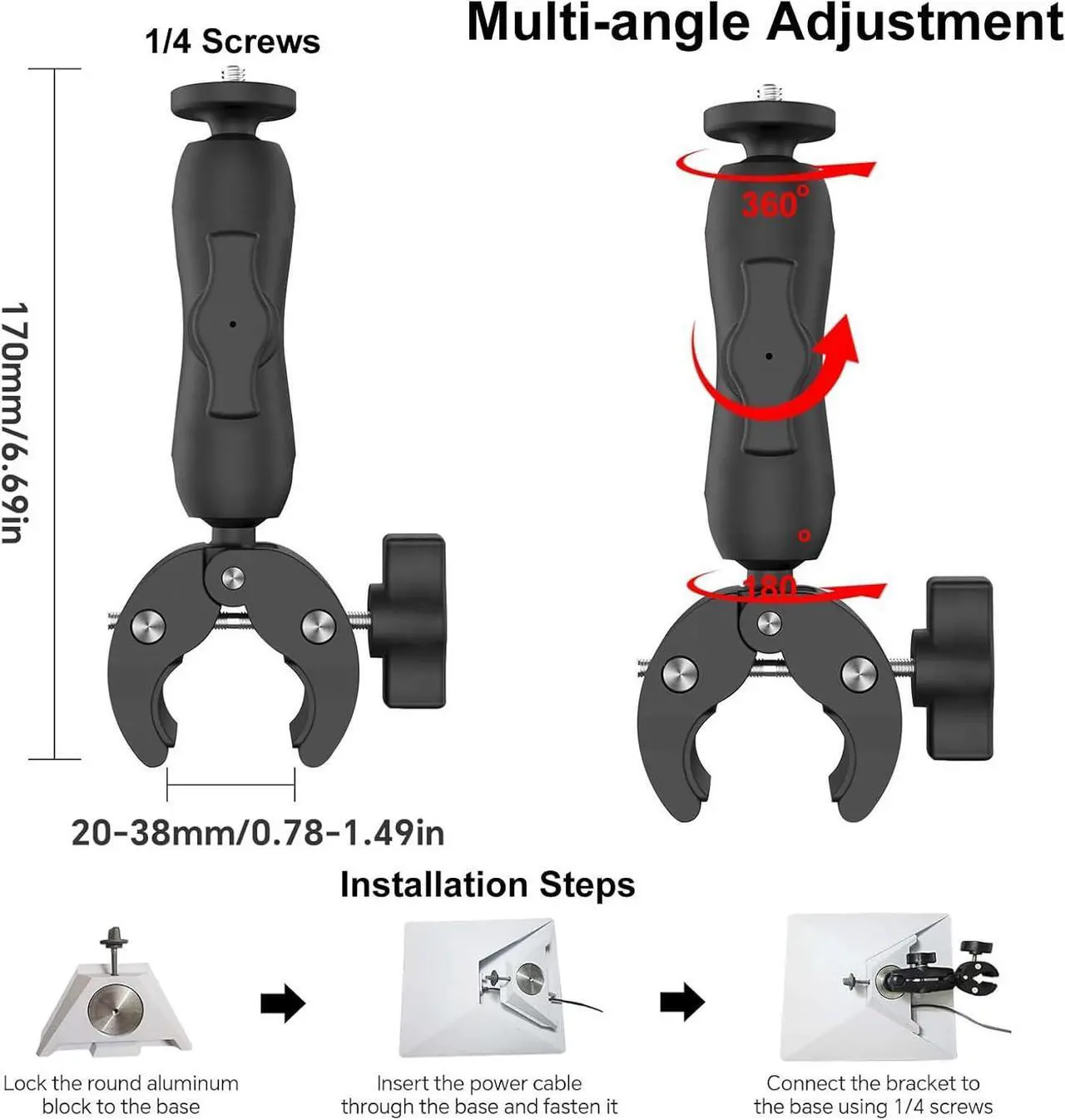 Alt view image 3 of 7 - Starlink Mini Pole Clamp Mount, Universally Adjustable Angle Clamp Clamp Mount for Starlink Mini, Soft Silicone Case Protect and Portable for Starlink Mini, Starlink Mini Carry Travel Handle Case, Sta
