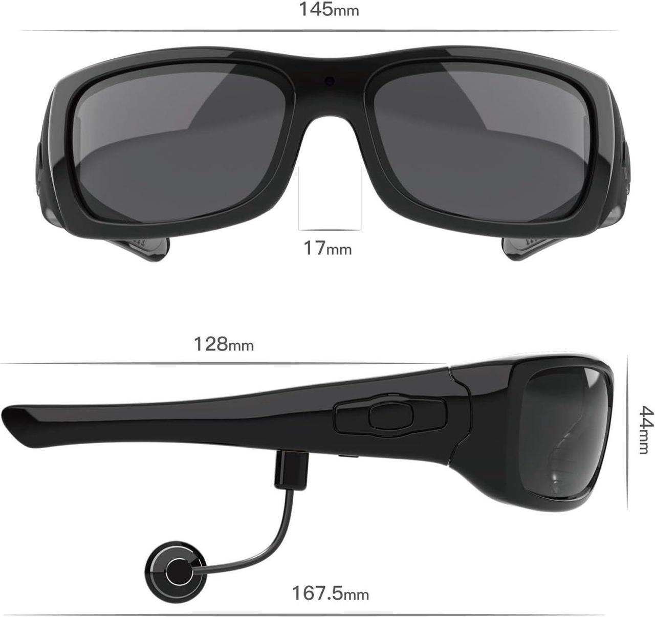 Alt view image 5 of 7 - Full HD 1080P Camera Glasses with Bluetooth Headset Wearable Camera for Android Smartphone Polarized Sunglasses UV400