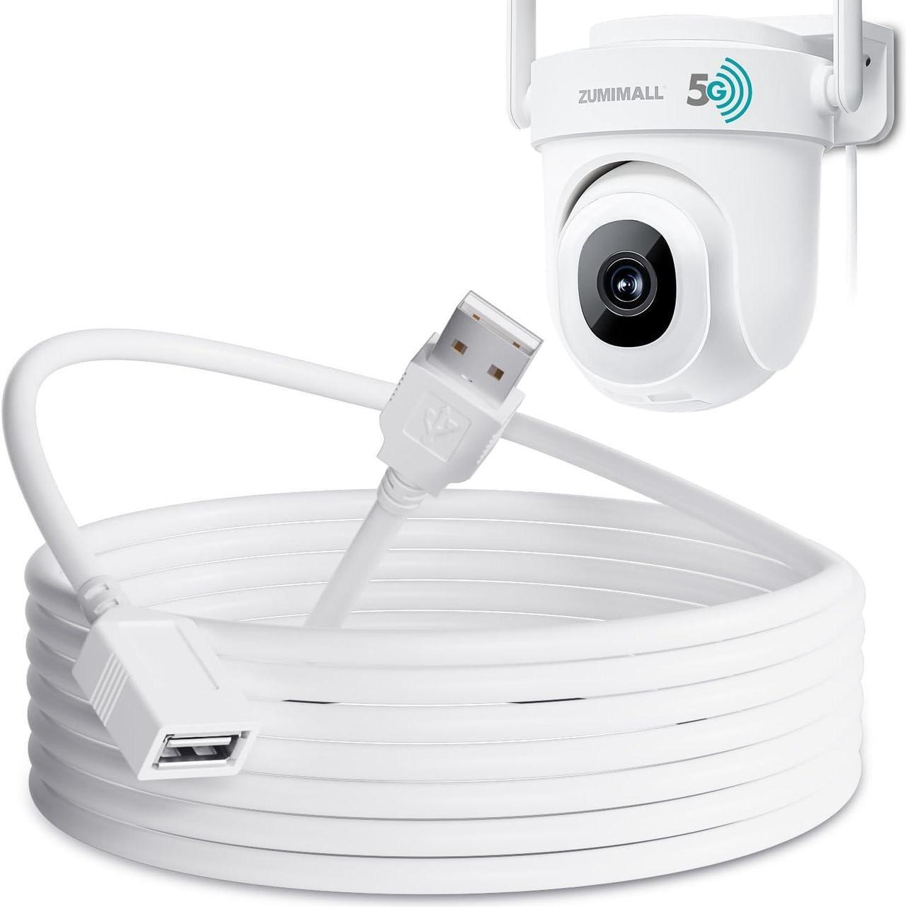 Alt view image 2 of 7 - ZUMIMALL 5G Security Cameras Outdoor with 10FT USB Extension Cable, 24/7 Wired Cameras for Home Security, 5MP WiFi Outdoor Security Camera with 360°PTZ, Auto Tracking, Motion&Noise Alert, Works with A