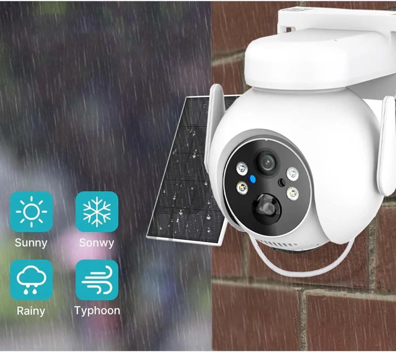 Alt view image 3 of 7 - 4MP Security Cameras Outdoor, PTZ Camera, Solar Security Camera Outdoor with Solar Panel, Solar Powered with Color Night Vision