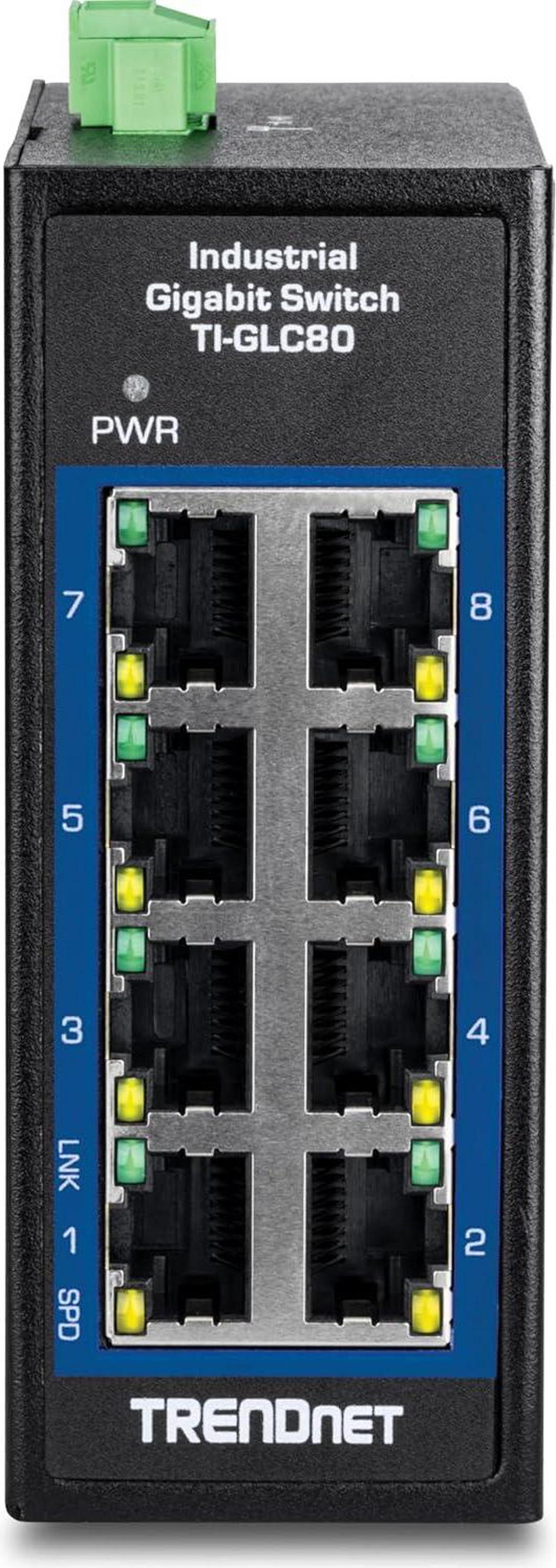 Alt view image 5 of 7 - TRENDnet 8-Port Industrial Gigabit DIN-Rail Mini Switch, TI-GLC80, 8 x Gigabit Ports, Extreme Temperature IP30 Rated, 16Gbps Switch Capacity, Black