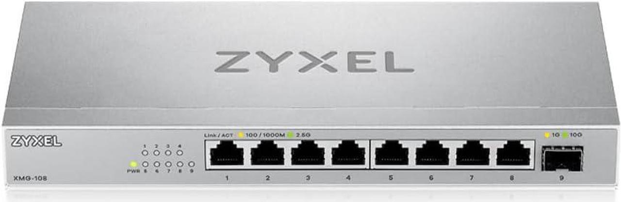 Alt view image 3 of 7 - Zyxel 8-Port 2.5Gb MultiGig Ethernet Unmanaged Switch | 8 x 100/1G/2.5G Ports + 1 x 10G SFP+ | Plug & Play | Metal Housing | Desktop or Wall-Mount | Ethernet Splitter XMG-1058