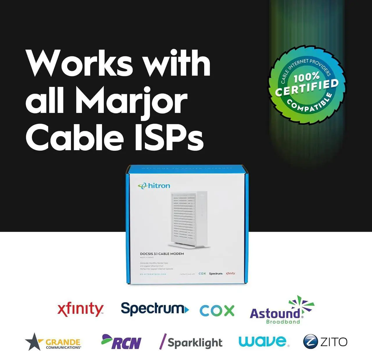 Alt view image 6 of 7 - Ultimate WiFi Boost Bundle: Hitron CODA56 Multi-Gigabit Modem + HTEM5 Multi-Gigabit MoCA Adapters