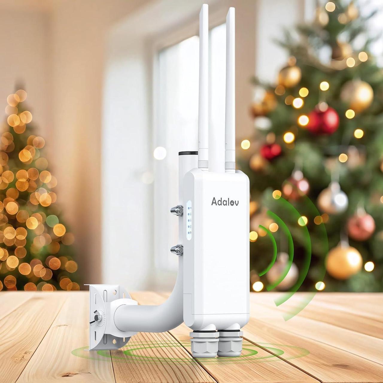 Main image of Outdoor Wi-Fi Access Point with Bracket Mount, 1200Mbps Long Range Wifi Extender, Dual Band Gigabit POE Wireless Access Point, 200M Network Coverage Extend Wifi Booster for Campus, Parks, Cafes