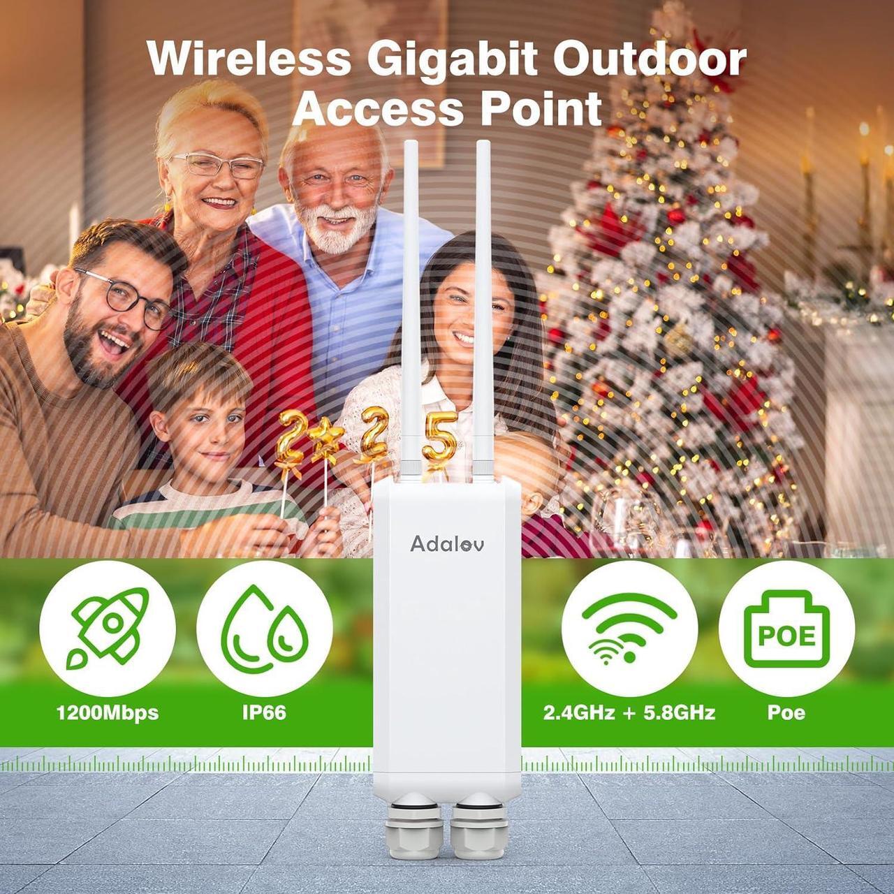 Alt view image 4 of 7 - Outdoor Wi-Fi Access Point with Bracket Mount, 1200Mbps Long Range Wifi Extender, Dual Band Gigabit POE Wireless Access Point, 200M Network Coverage Extend Wifi Booster for Campus, Parks, Cafes