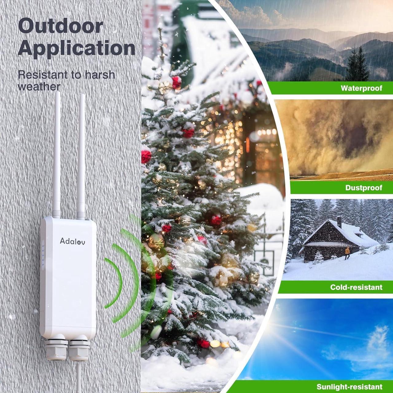 Alt view image 5 of 7 - Outdoor Wi-Fi Access Point with Bracket Mount, 1200Mbps Long Range Wifi Extender, Dual Band Gigabit POE Wireless Access Point, 200M Network Coverage Extend Wifi Booster for Campus, Parks, Cafes