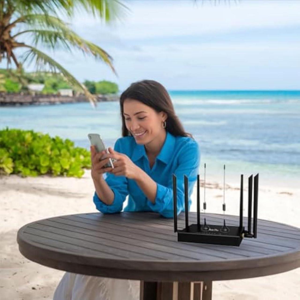 Alt view image 6 of 7 - Ultra Link Free WiFi Router Unlimited Satellite Internet WiFi 6 Router Wireless Internet High Speed Smart Router with 6 Omnidirectional Antennas for Stay Connected Anywhere Plug and Play
