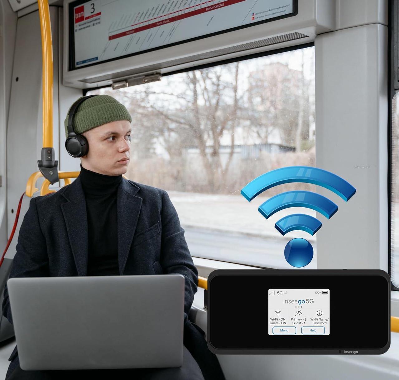 Alt view image 4 of 5 - 5G Mobile WiFi Hotspot | Verizon Wireless Jetpack Inseego MiFi M2100 | LTE Cat22 Speed Up to 2,7 Gbps | Usage Up to 16 Hours | Portable Travel Router | EVDO-LINK Bundle Includes Verizon Sim Card