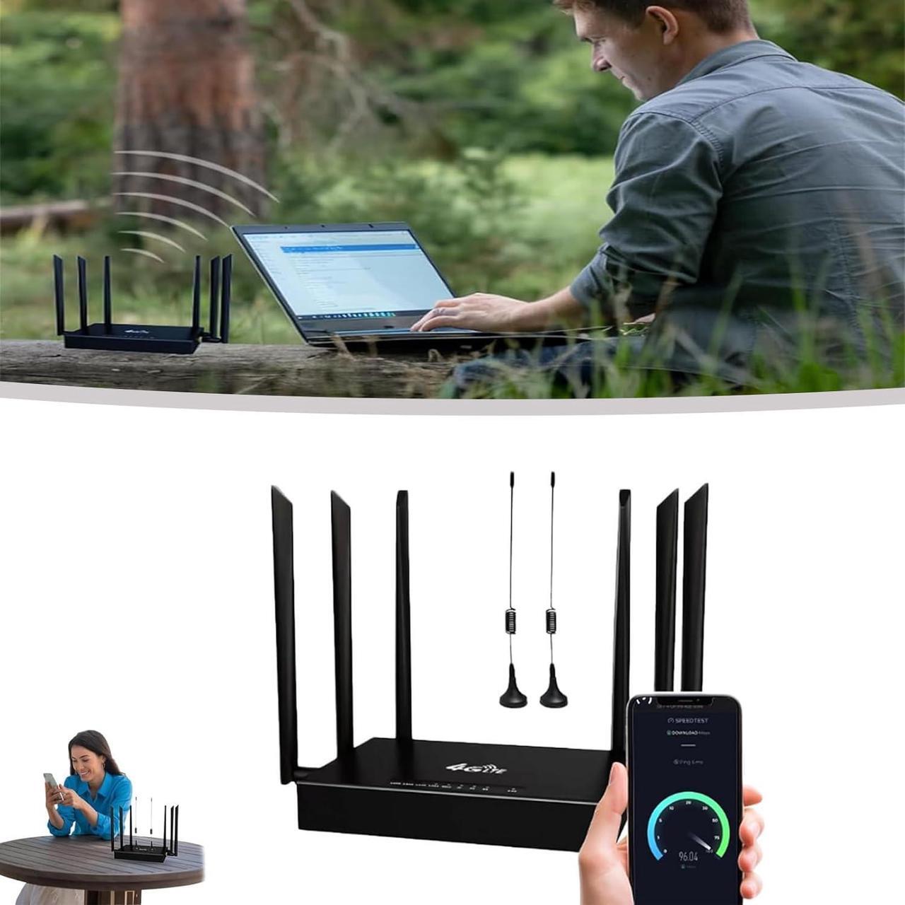 Main image of WiFi Router Unlimited Satellite Internet, Free WiFi Router, Free WiFi Router, with 6 Omnidirectional Antennas, Plug and Play