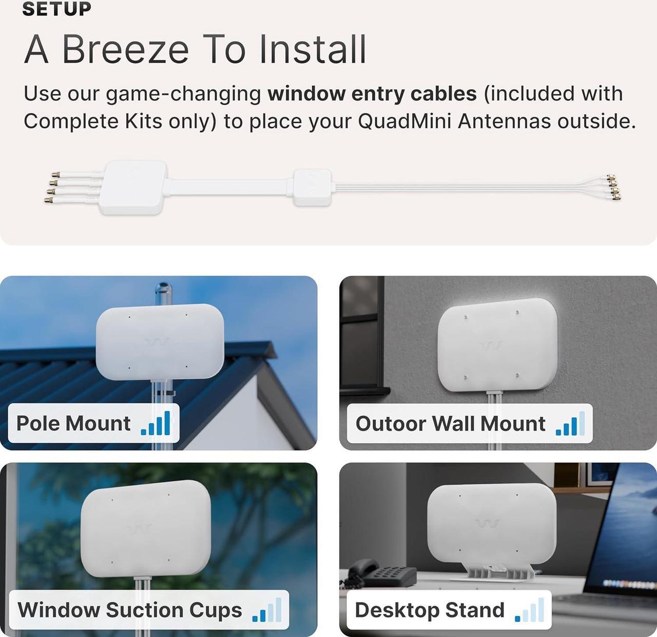 Alt view image 3 of 6 - Waveform QuadMini Duo: 8x8 MIMO Low-Profile Antenna Kit | External Antenna for 4G/5G Routers & Gateways | for T-Mobile Home Internet, Verizon, AT&T Air | Antennas Only