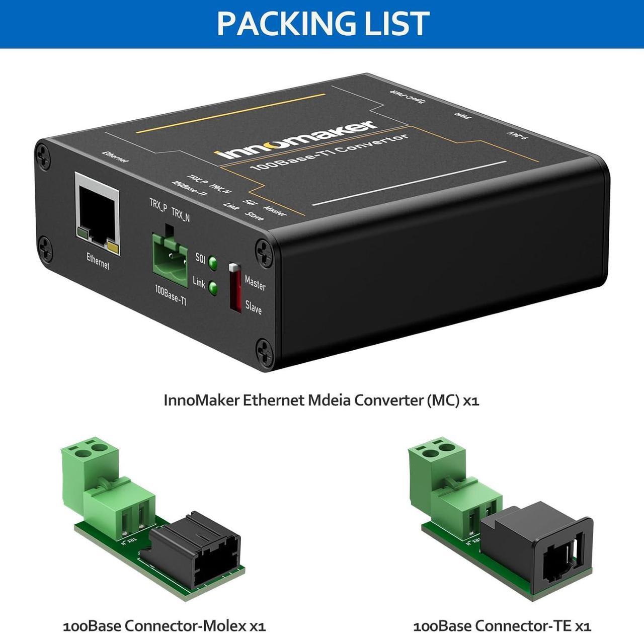 Alt view image 7 of 7 - 100BASE Ethernet Media Converter Device 2-Wire Ethernet 100BASE-T1 to Fast 100BASE-TX Automotive IEEE Compliant with 100Mbit/s Fullduplex Transmit