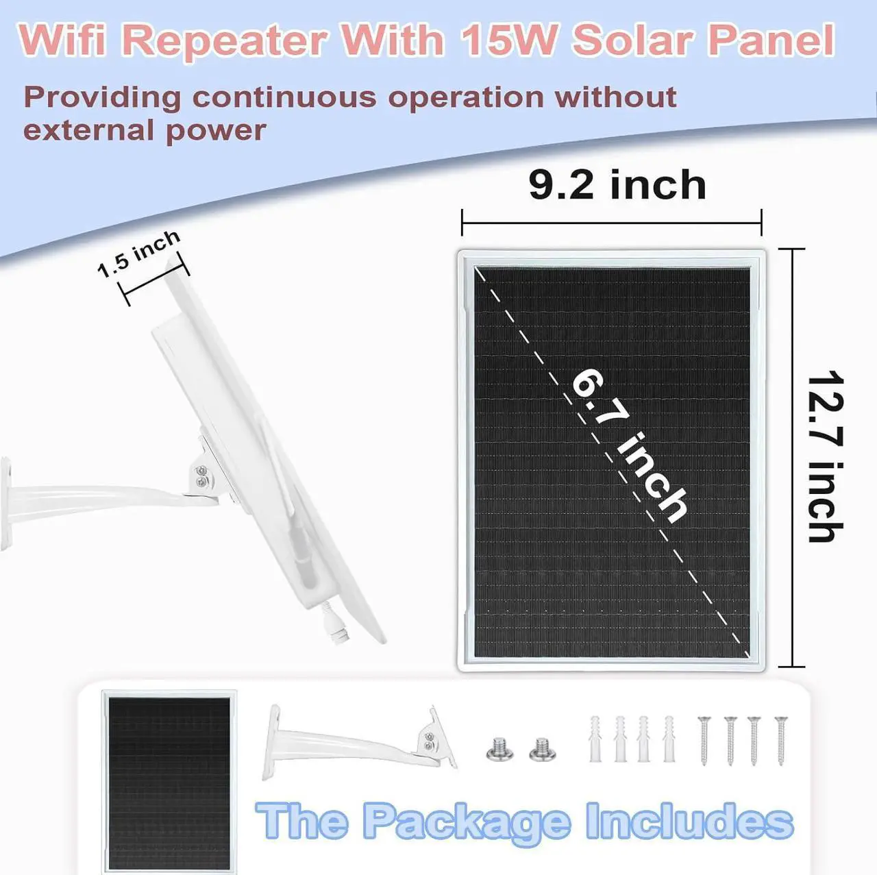 Alt view image 5 of 6 - Premium Solar-Powered WiFi Extender Signal Booster, Outdoor Waterproof, Extends Coverage Up to 500ft, Wireless Repeater with LAN Port, 300Mbps, Perfectly Compatible with 2.4G WiFi Routers