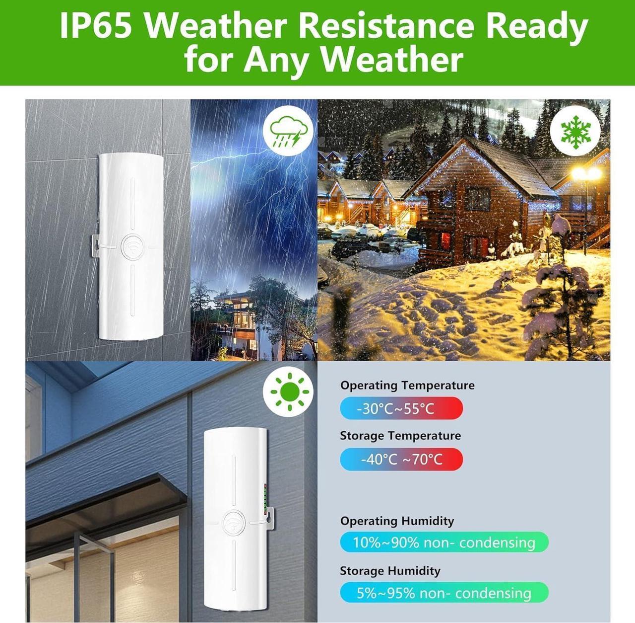 Alt view image 5 of 7 - Point to Point Wireless Bridge Outdoor,Starlink Internet Kit Satellite Complete Set,5.8G 3KM High-Speed Ethernet,100/1000Mbps RJ45 LAN Port,14dBi High-Gain Antenna,IP65,Waterproof,2-Pack