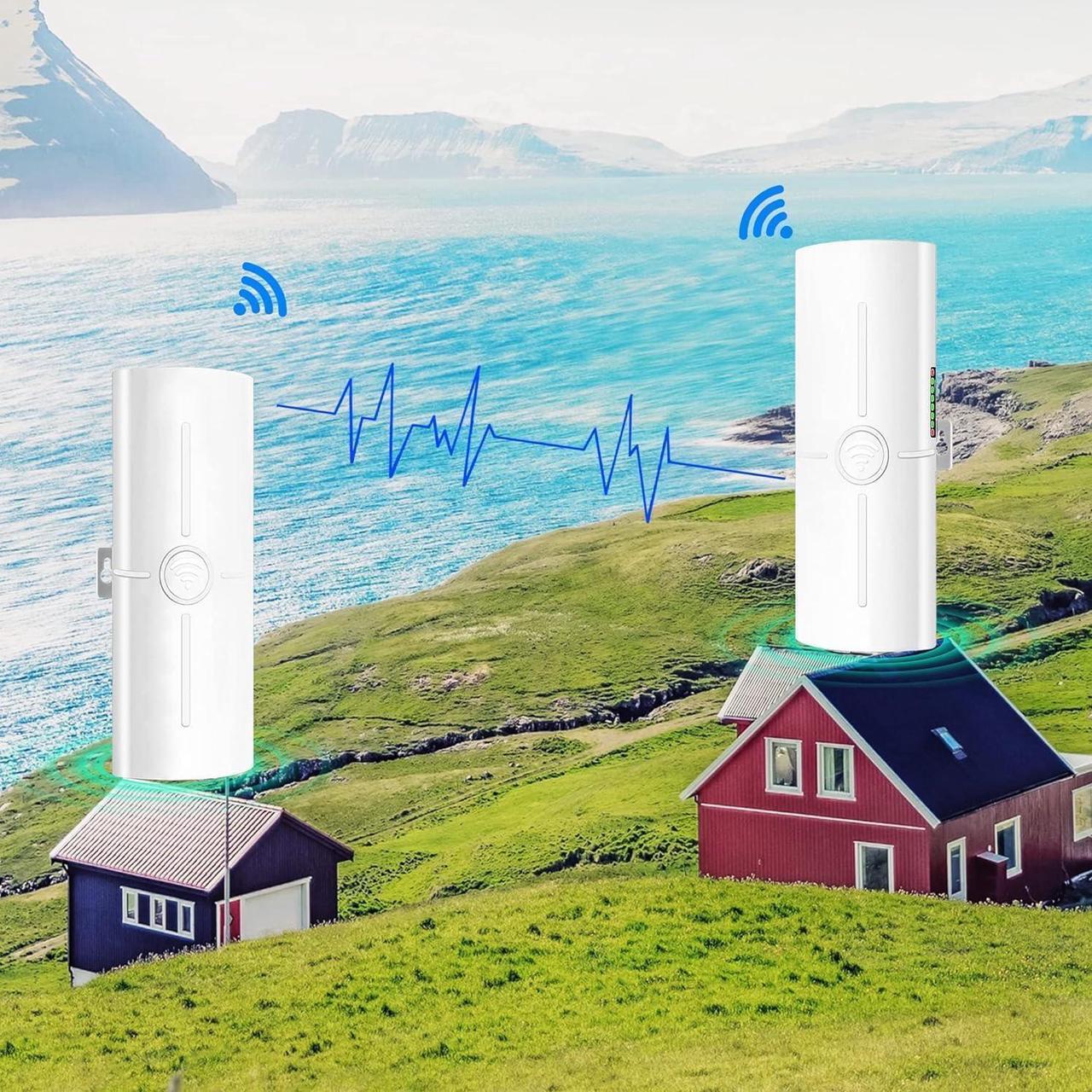 Alt view image 7 of 7 - Point to Point Wireless Bridge Outdoor,Starlink Internet Kit Satellite Complete Set,5.8G 3KM High-Speed Ethernet,100/1000Mbps RJ45 LAN Port,14dBi High-Gain Antenna,IP65,Waterproof,2-Pack