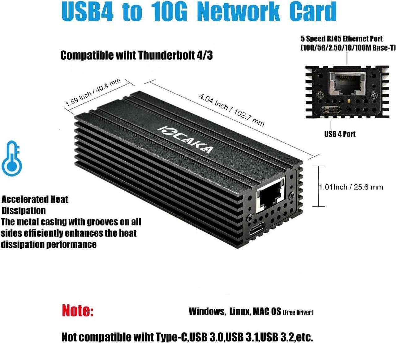 Alt view image 3 of 6 - USB 4.0 Network Adapter for High-Speed Network Connections, RJ45 Port Supports 10Gb/s, 5Gb/s, 2.5Gb/s, 1Gb/s and 100Mb/s Base-T, Compatible with Thunderbolt 3 or Thunderbolt 4 Ports
