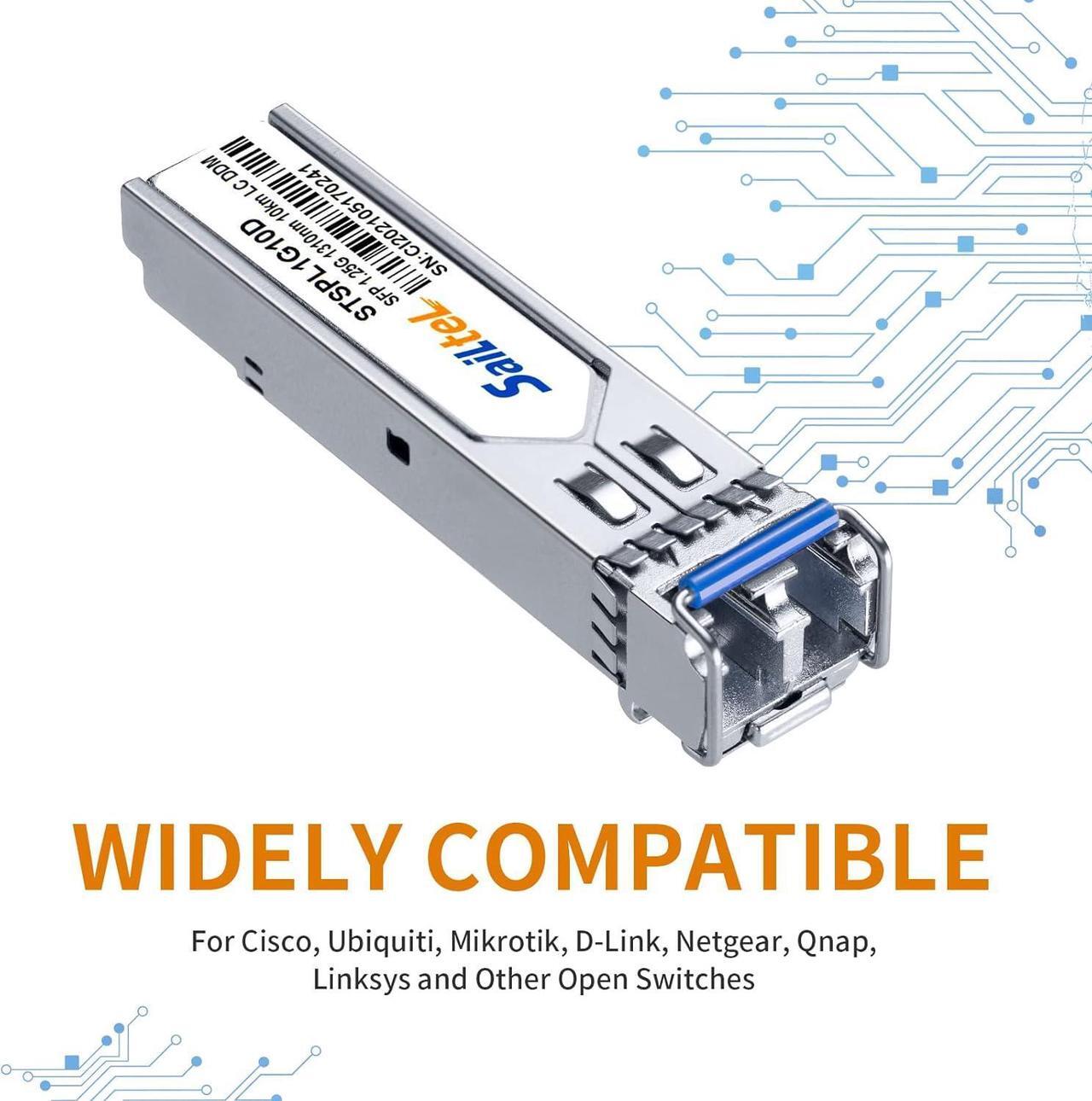 Alt view image 5 of 7 - 1.25 Gigabit Single Mode LC Duplex Transceiver,1000Base-LX Dual Fiber SFP Module,1310nm SMF, up to 10 km,DDMCompatible with Cisco, Ubiquiti, Mikrotik,Netgear, Dlink and More (10Pack)