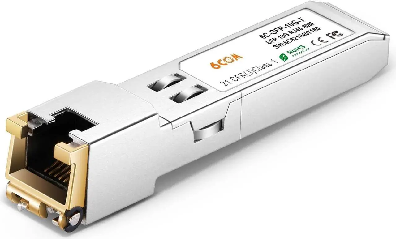 Main image of 10GBase-T SFP+ Transceiver, 10G SFP+ to RJ45 Copper Module, CAT.6a/7, up to 80 Meters, for Cisco SFP-10G-T-80,Ubiquiti, D-Link, Supermicro, Netgear and Other Open Switches