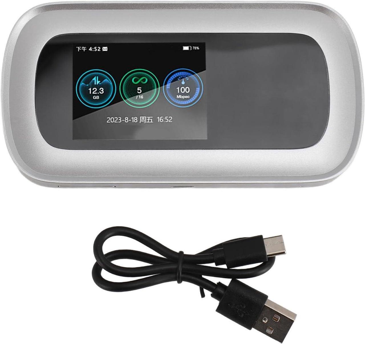 Alt view image 6 of 7 - Fockety 5G 4G LTE Mobile Hotspot, 2.5in Color Screen Octa Core CPU WiFi6 16 Users 10000mAh Internet Router Devices with SIM Card Slot for Android 11, Modem Router for Travel, Camping