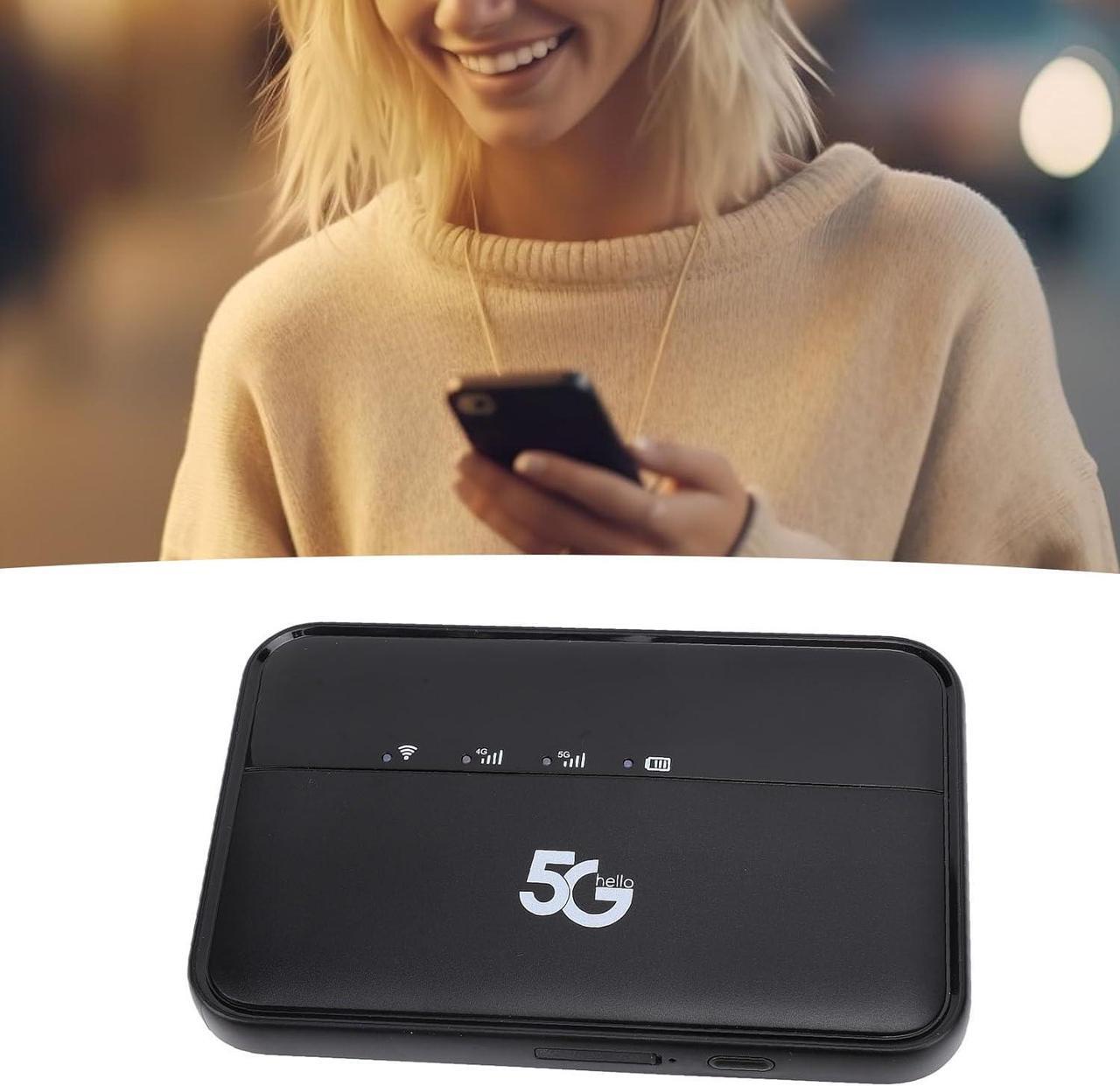Alt view image 4 of 7 - 5G Mobile Hotspot, Up to 2.77Gbps Unlocked Portable Internet Router, IP54 Waterproof 10000mAh Travel Hotspot with LED Indicator for Travel Camping