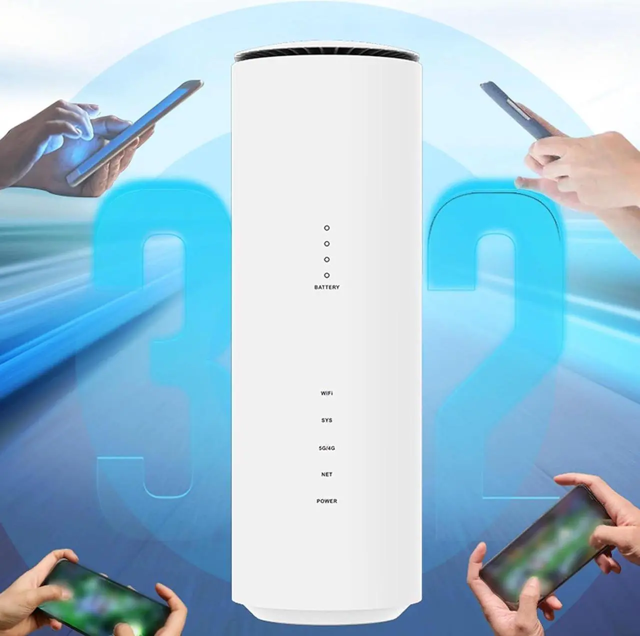Alt view image 7 of 7 - 5G CPE Router with SIM Card Slot, 5G Mobile Hotspot, 5G Modem, Portable Device for Travel, Dual Band Internet Router, Gigabit Ethernet Router for Office, Home, Indoor (US)