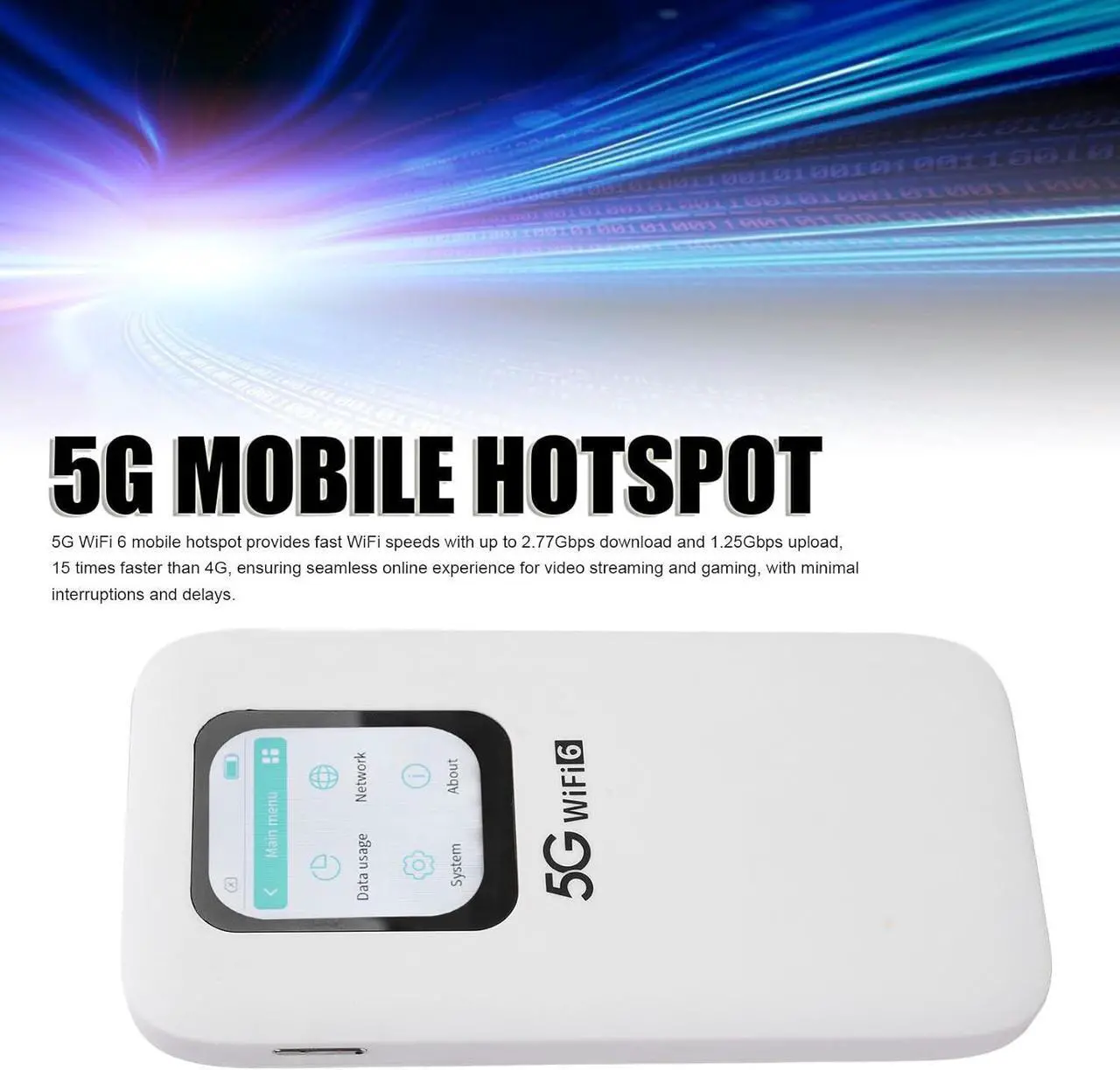 Alt view image 2 of 7 - 5G Mobile Hotspot, Portable Mobile Hotspot Router with Nano Sim Card Slot Connects Up to 16 Devices WiFi6 Mobile Hotspot with 2.01in Touch Screen for Travel