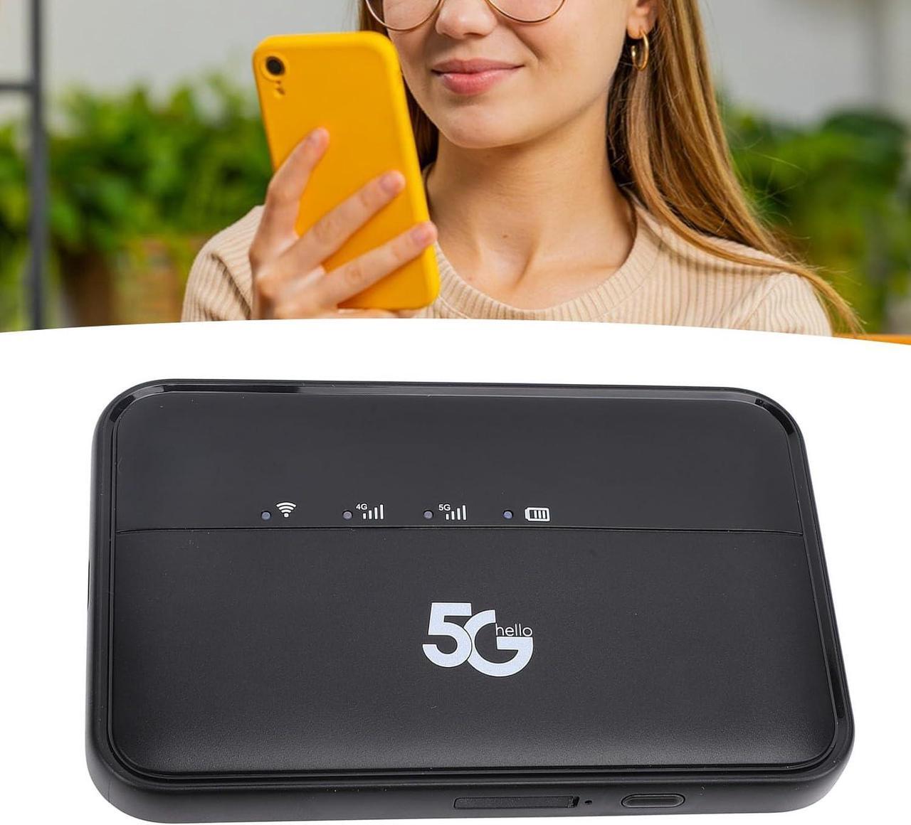 Alt view image 5 of 7 - 5G Mobile Hotspot, Up to 2.77Gbps Unlocked Portable Internet Router, IP54 Waterproof 10000mAh Travel Hotspot with LED Indicator for Travel Camping