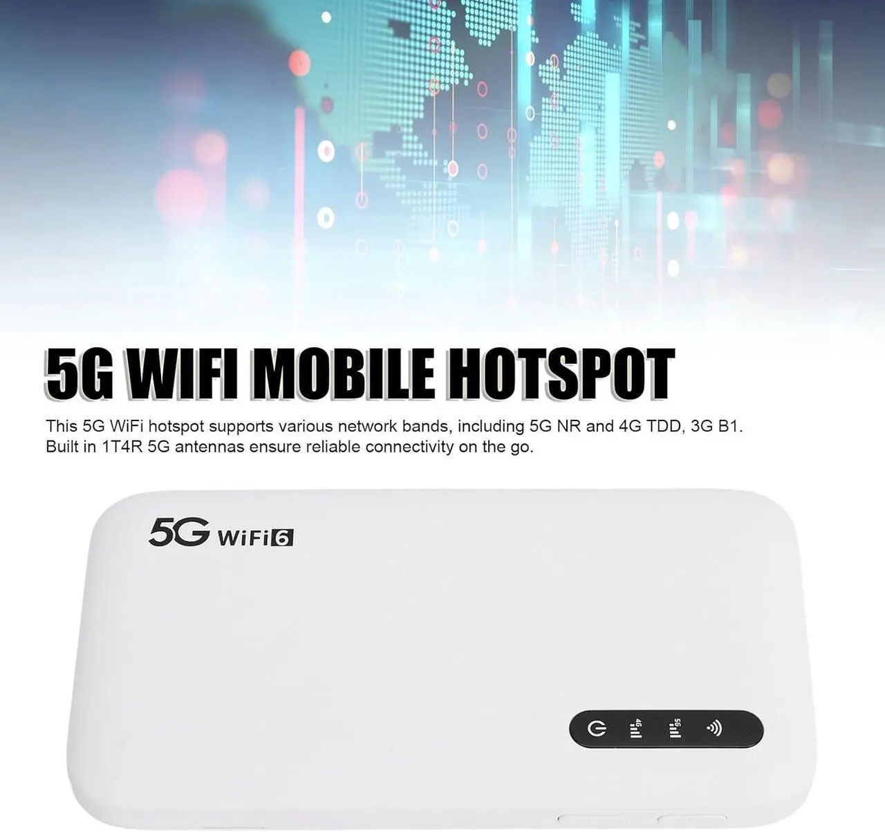 Alt view image 2 of 7 - 5G Mobile Hotspot, Portable Hotspot Pocket 6 Mobile Hotspot Router with SIM Card Slot, 16 Connected Devices, Hotspot Device for Travel, Camping