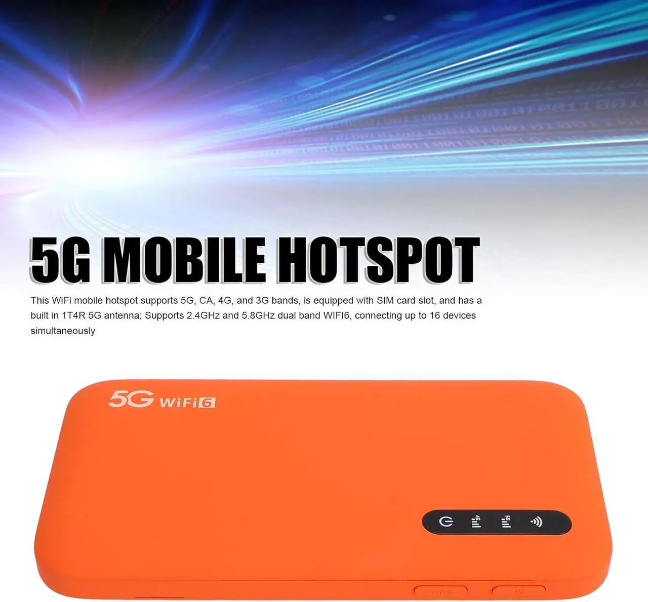 Alt view image 2 of 7 - 5G Mobile Wi Fi Hotspot, 2.77Gbps High Speed, Double Band Wi Fi6, Support 16 Devices, Portable Hotspot Router with SIM Card Slot, 6100mAh Battery Wi Fi Hotspot for Travel