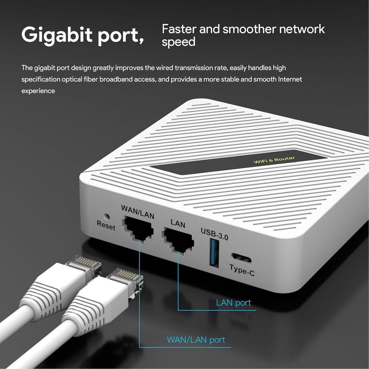 Alt view image 3 of 7 - Zunate AX1800 MU MIMO Gigabit Router Portable Travel Router for Starlink Gen2 Gen3 Dual Band 2.4G 5.8G Support for VPN Mash EP RT2656 (US Plug)