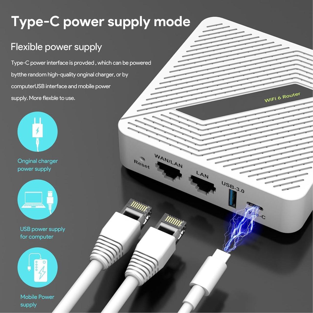 Alt view image 4 of 7 - Zunate AX1800 MU MIMO Gigabit Router Portable Travel Router for Starlink Gen2 Gen3 Dual Band 2.4G 5.8G Support for VPN Mash EP RT2656 (US Plug)