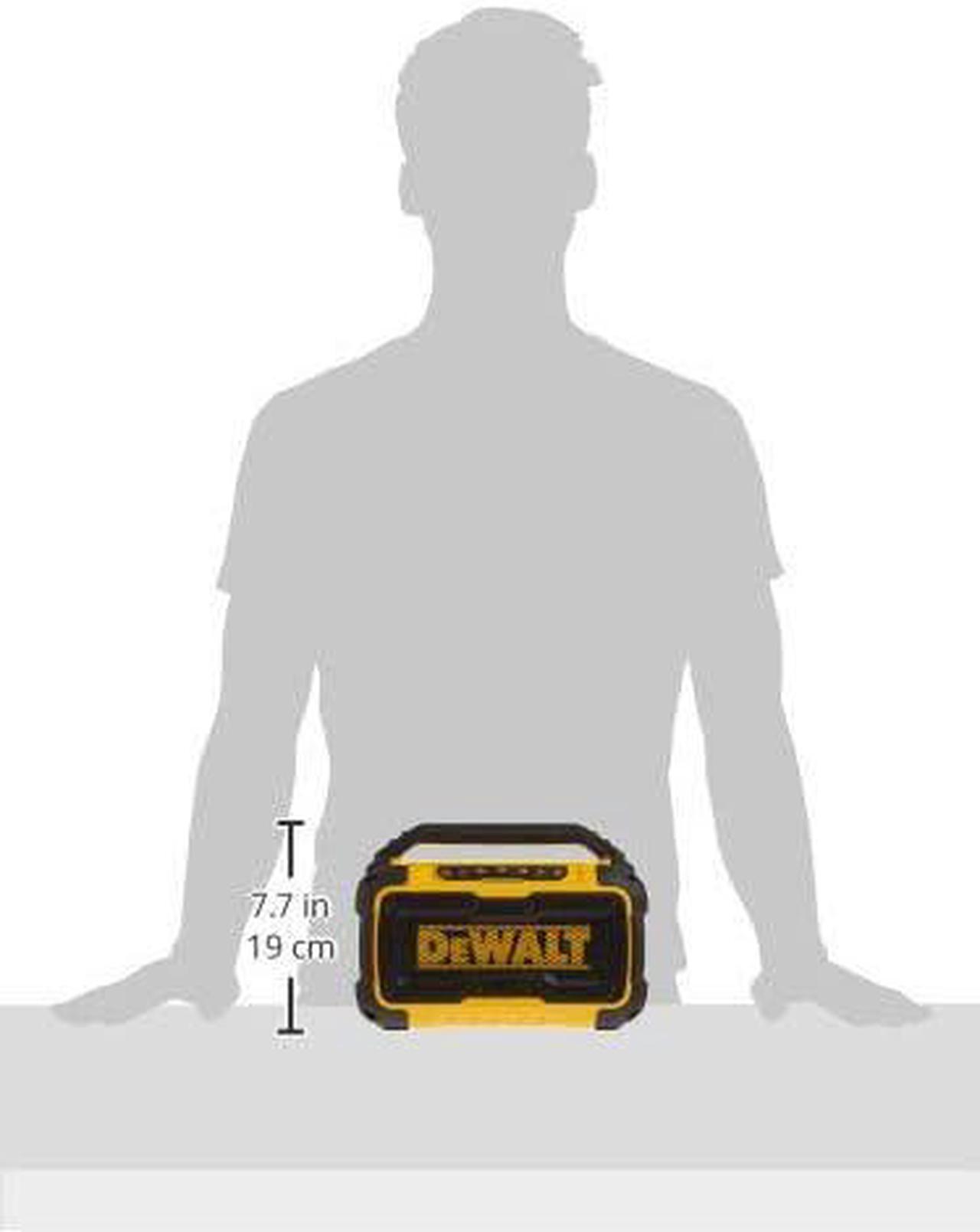 Alt view image 3 of 7 - DEWALT 20V MAX Bluetooth Speaker, 100 ft Range, Durable for Jobsites, Phone Holder Included, Lasts 8-10 Hours with Single Charge (DCR010)