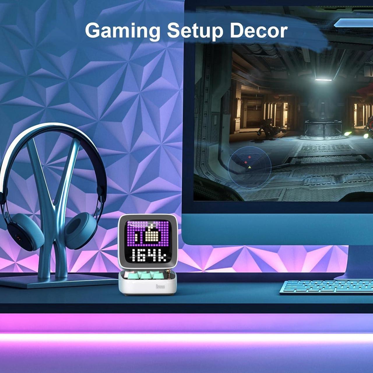 Alt view image 4 of 7 - Divoom Ditoo Pixel Art Gaming Portable Bluetooth Speaker with App Controlled 16X16 LED Front Panel, Also a Smart Alarm (White)