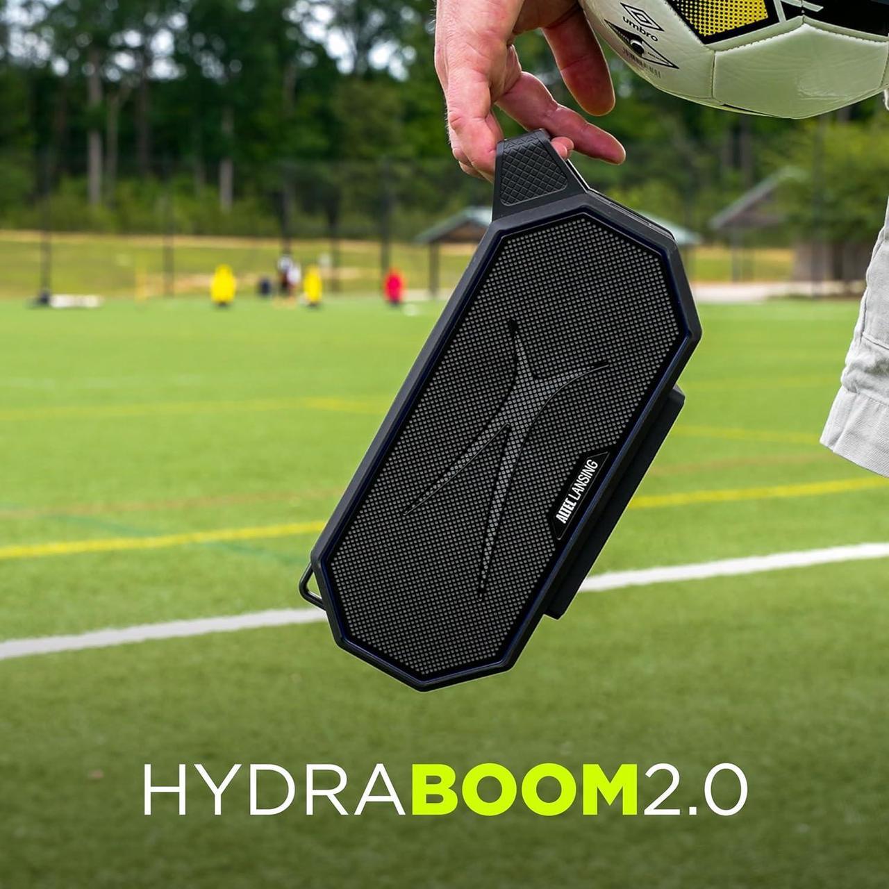 Alt view image 5 of 7 - Altec Lansing Portable Bluetooth Speaker HYDRABOOM 2.0, 32W Output Power, 16Hr Playtime, Party Sync, Qi Wireless Charging, Everything-Proof, Voice Assistant Compatible - Black