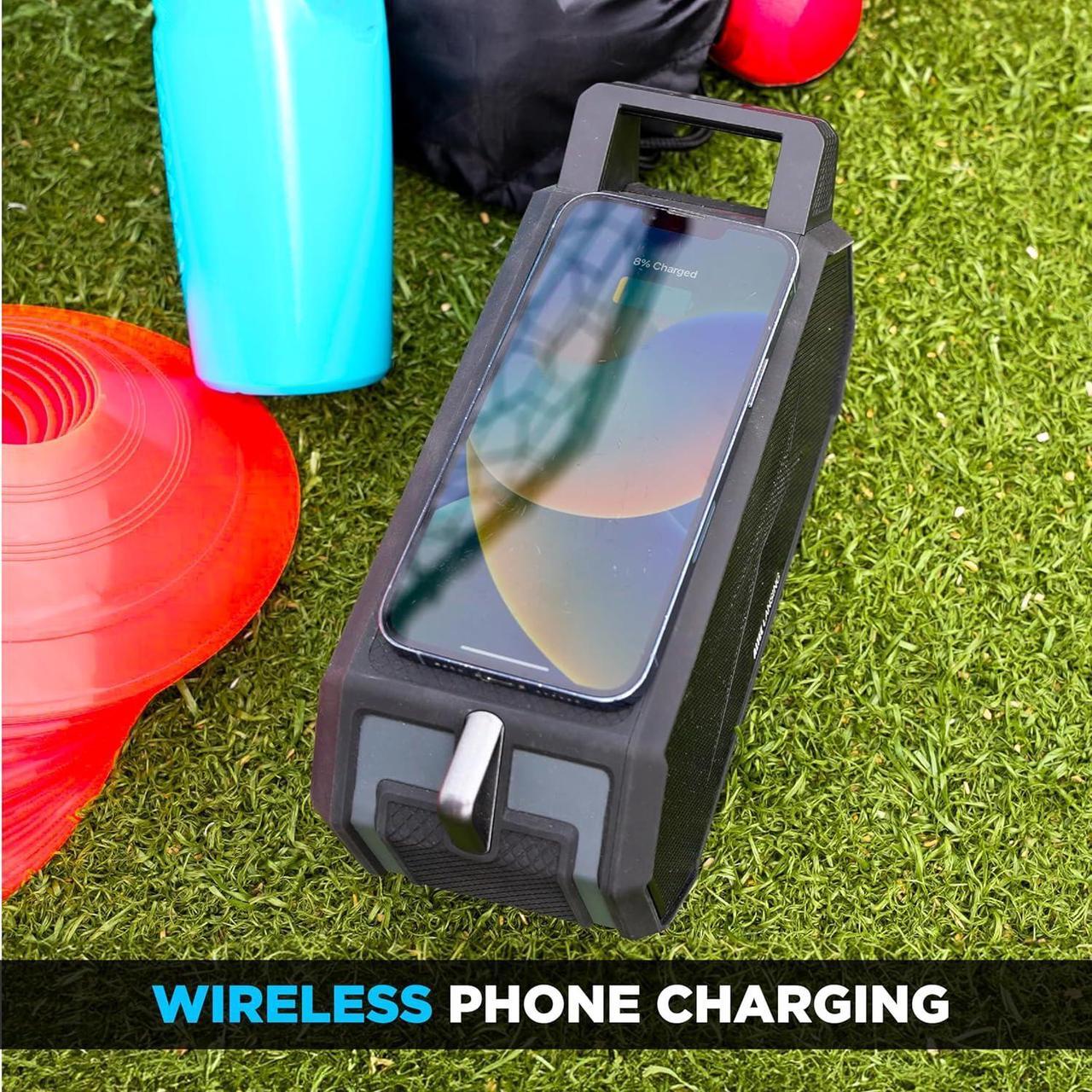 Alt view image 7 of 7 - Altec Lansing Portable Bluetooth Speaker HYDRABOOM 2.0, 32W Output Power, 16Hr Playtime, Party Sync, Qi Wireless Charging, Everything-Proof, Voice Assistant Compatible - Black