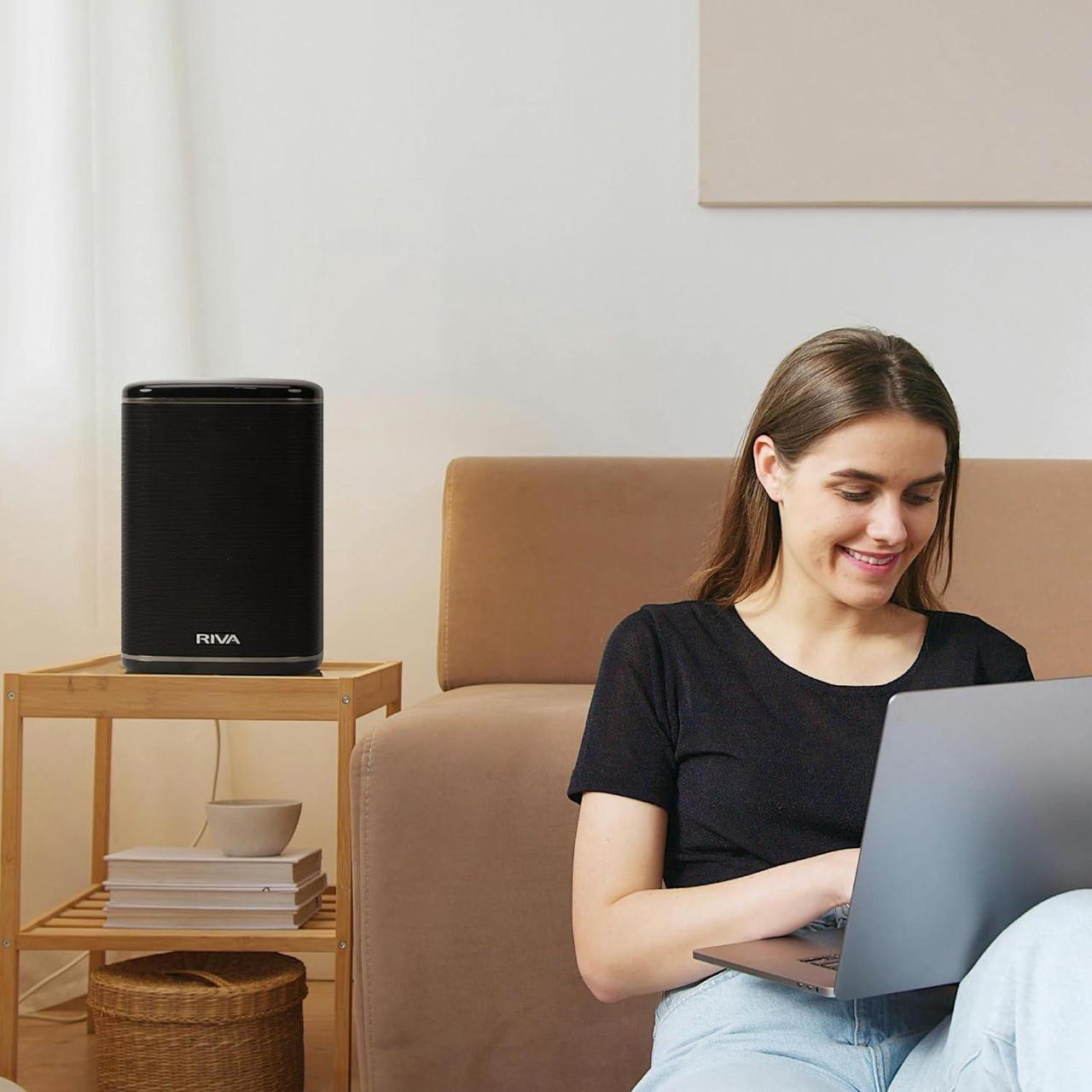 Alt view image 7 of 7 - RIVA Upgraded Arena Wireless Smart Hi-Fi Speaker, 6 Drivers, 50W, Multiroom Music System, Support Airplay 2, Chromecast, Spotify Streaming, Wi-Fi, Bluetooth (Black)