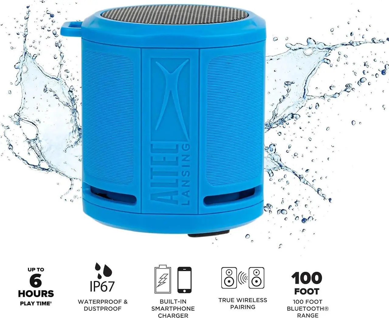 Alt view image 2 of 6 - Altec Lansing HydraMicro - Waterproof Bluetooth Speaker, Lightweight & Portable Speaker for Travel & Outdoor Use, Royal Blue