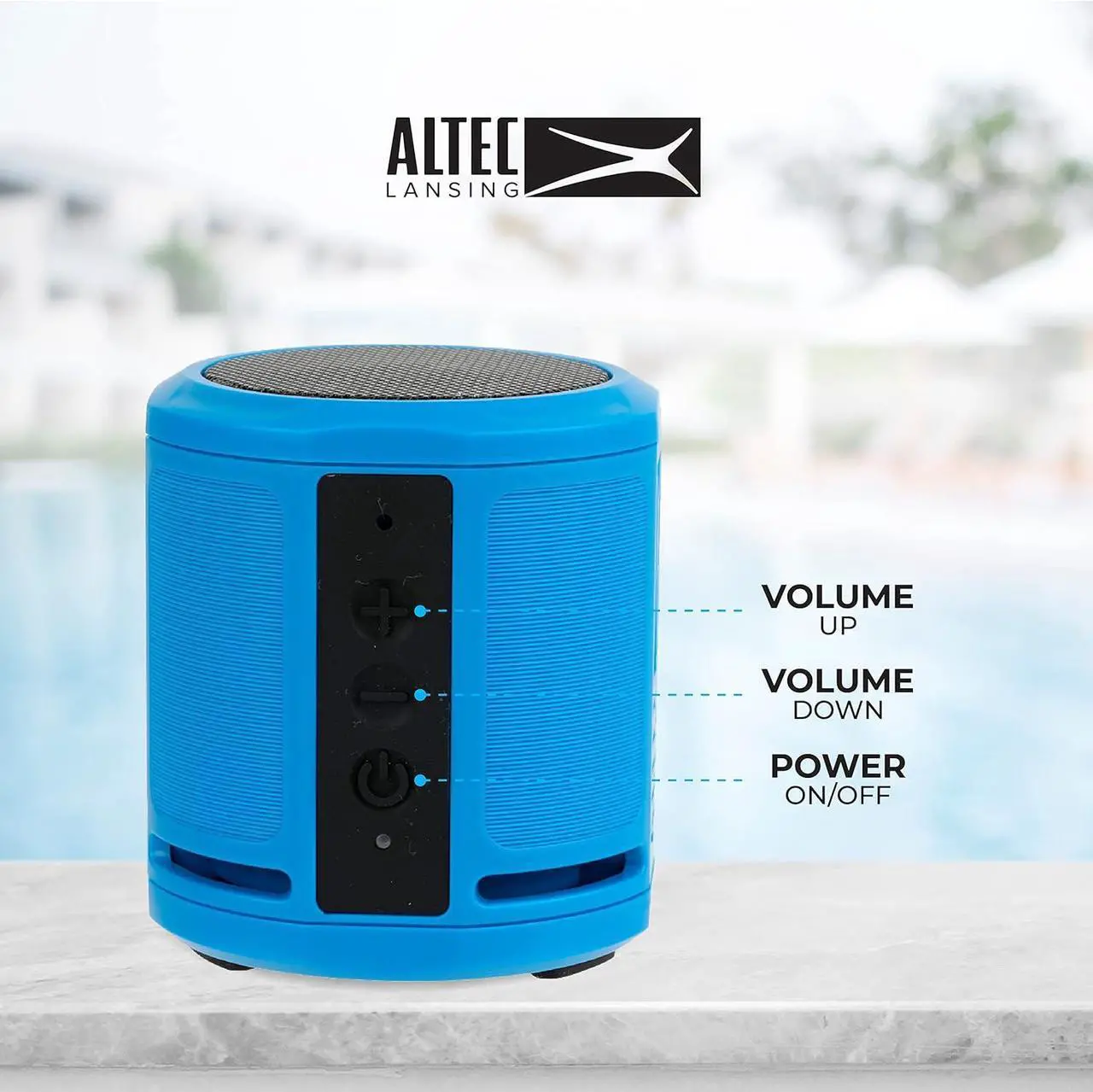 Alt view image 3 of 6 - Altec Lansing HydraMicro - Waterproof Bluetooth Speaker, Lightweight & Portable Speaker for Travel & Outdoor Use, Royal Blue