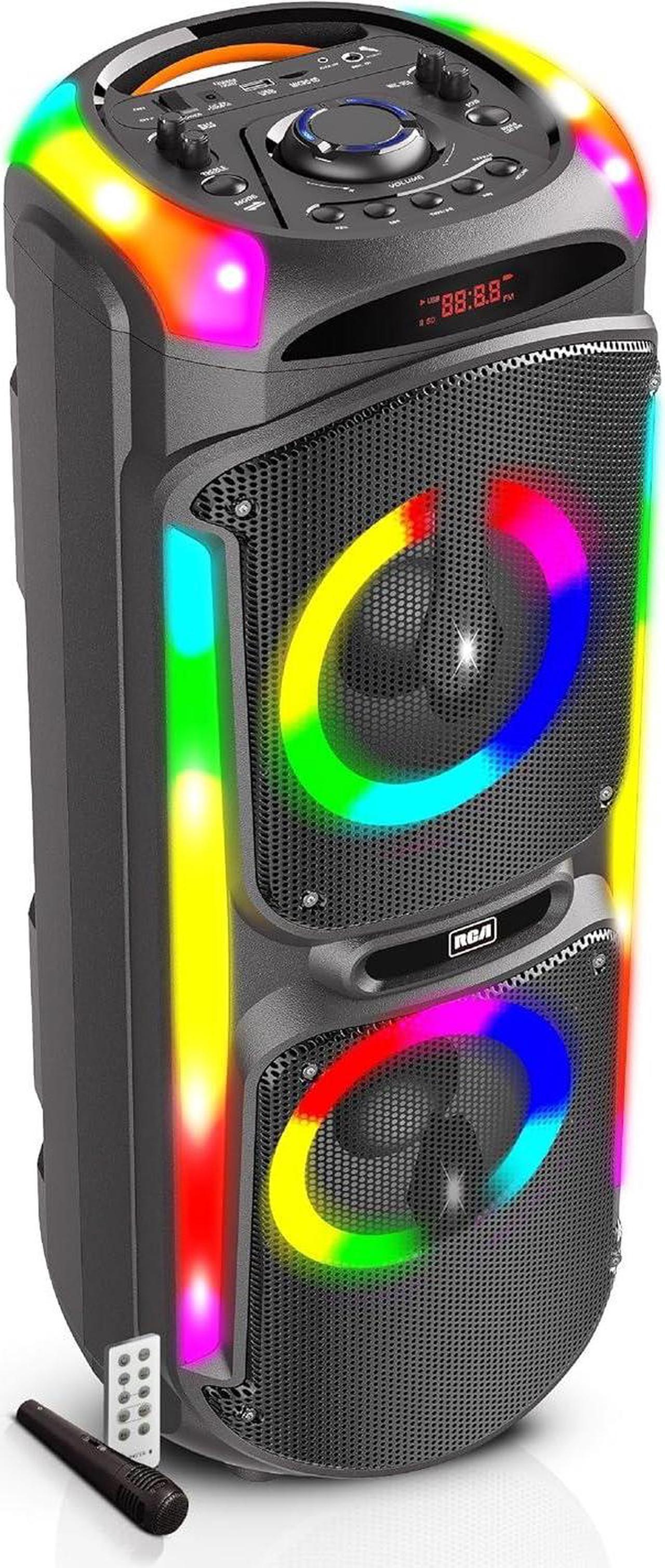 Alt view image 2 of 7 - RCA Disco 88 Flame Effect Bluetooth Speaker with Mic, Dual 8" Woofers, LED Lights, Mic Included