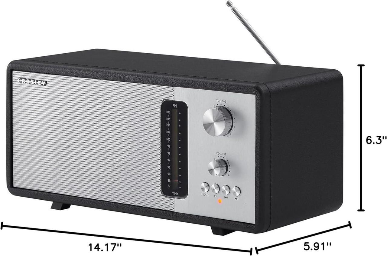 Alt view image 6 of 6 - Crosley CR3037B-BK Harmony Modern Bluetooth FM Tabletop Radio, Black
