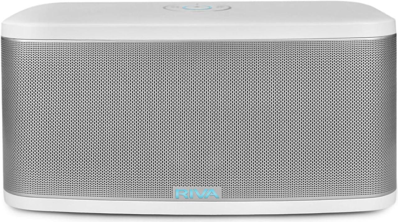 Main image of RIVA Upgraded Stadium Wireless Smart Hi-Fi Speaker with Alexa Voice Control, 10 Drivers, 200W, Multiroom Music System, Support Airplay 2, Spotify Streaming, Wi-Fi, Bluetooth (White)
