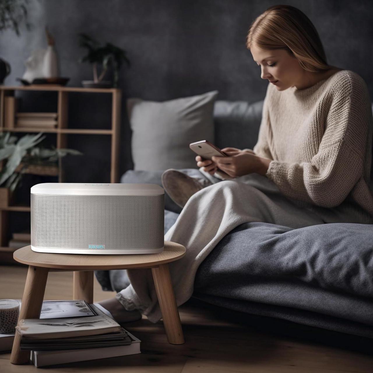 Alt view image 7 of 7 - RIVA Upgraded Stadium Wireless Smart Hi-Fi Speaker with Alexa Voice Control, 10 Drivers, 200W, Multiroom Music System, Support Airplay 2, Spotify Streaming, Wi-Fi, Bluetooth (White)
