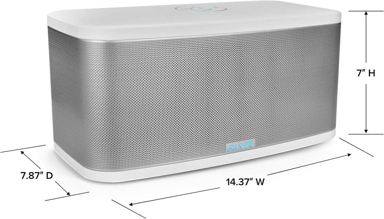 Alt view image 6 of 7 - RIVA Upgraded Stadium Wireless Smart Hi-Fi Speaker with Alexa Voice Control, 10 Drivers, 200W, Multiroom Music System, Support Airplay 2, Spotify Streaming, Wi-Fi, Bluetooth (White)