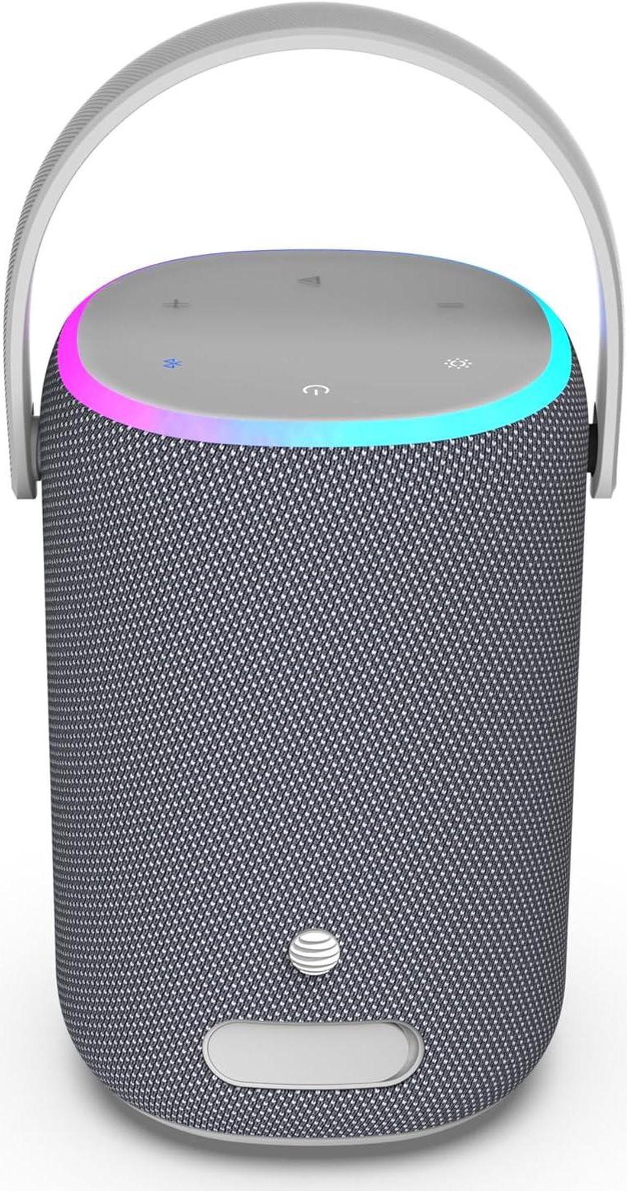 Alt view image 4 of 7 - AT&T Essentials Portable Wireless 50W Bluetooth Speaker with Handle, 16 Hour Playtime, 60 Range, Switchable RGB Lighting, Built-in Microphone (Gray)
