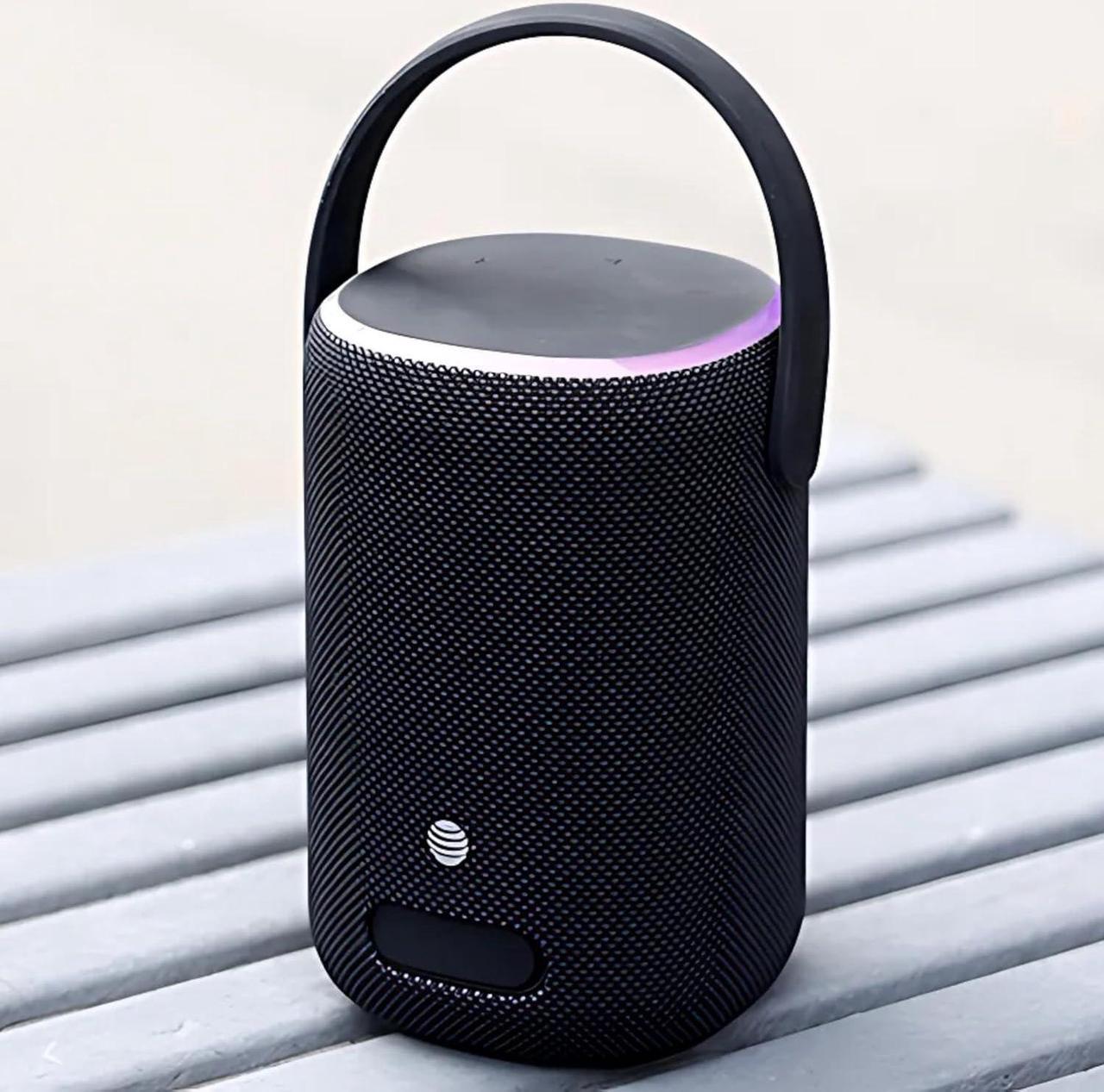 Alt view image 7 of 7 - AT&T Essentials Portable Wireless 50W Bluetooth Speaker with Handle, 16 Hour Playtime, 60 Range, Switchable RGB Lighting, Built-in Microphone (Gray)