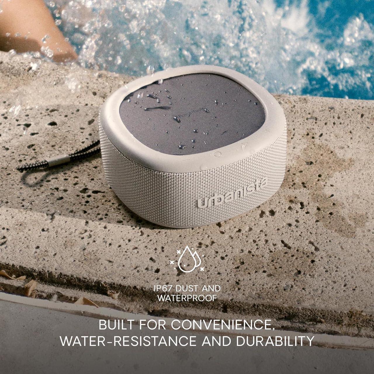 Alt view image 3 of 7 - Urbanista Malibu Small Solar Bluetooth Speaker, 20W Wireless Portable Speaker, Infinite Playtime, IP67 Waterproof Speaker for Outdoor, Travel, Dual Pairing Speakers for iPhone, Samsung & More, Grey