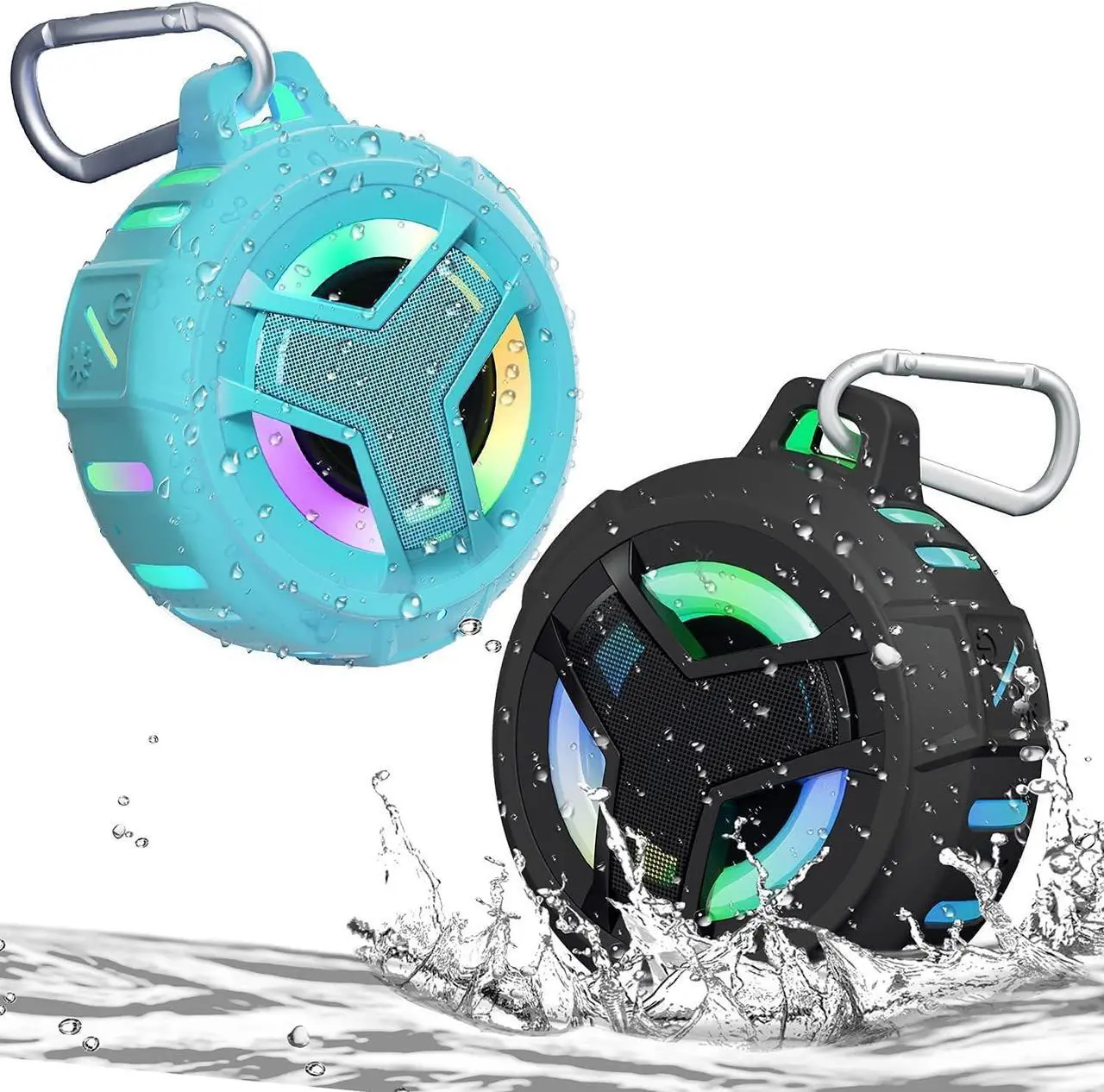 Main image of EBODA Waterproof Bluetooth Speaker with LED Light Show, Floating,Portable Wireless 24H Playtime,True Wireless Stereo for Kayak, Pool, Beach, Bike -BLK-BLU