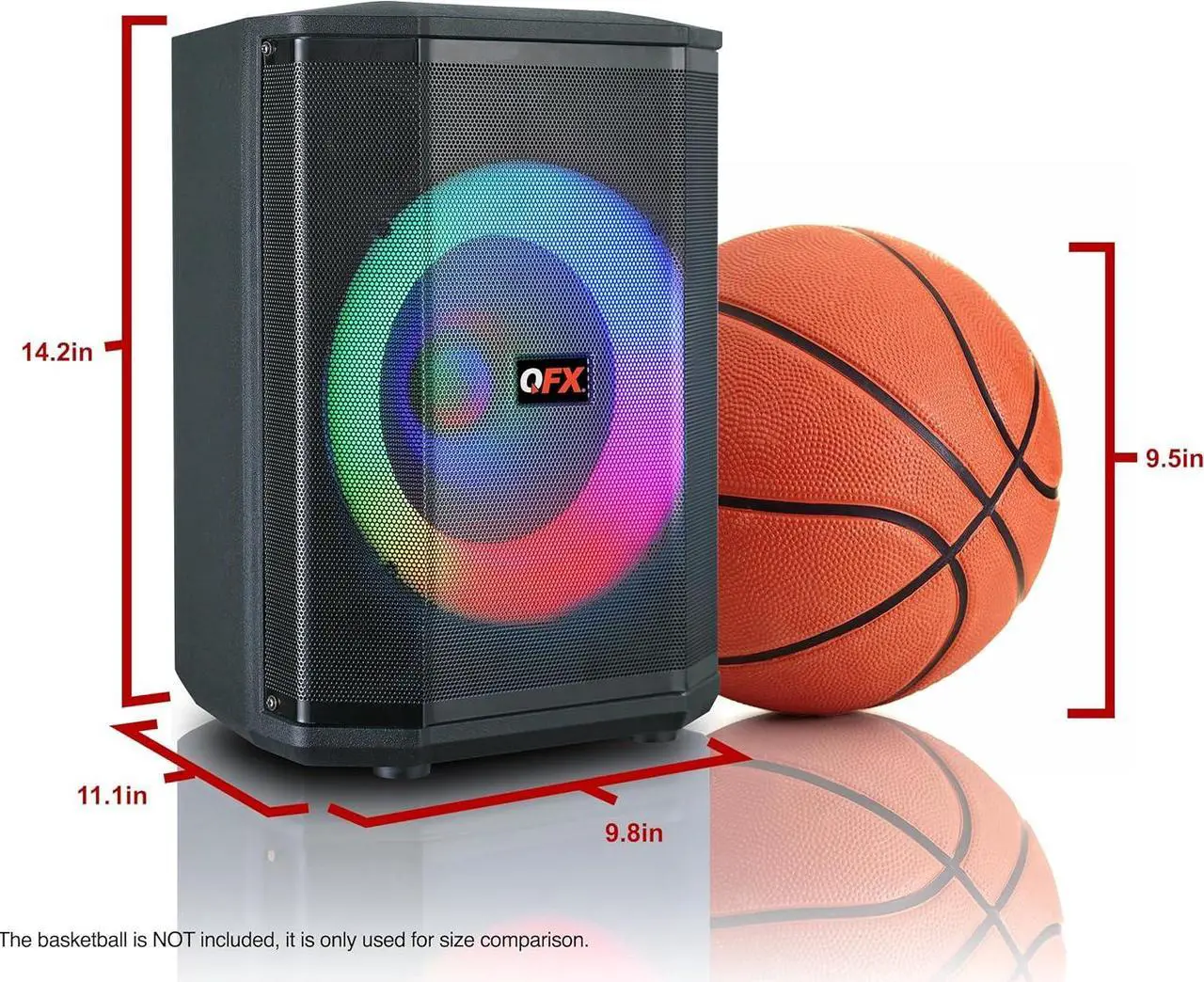 Alt view image 3 of 7 - QFX E-B8 8" Bluetooth Rechargeable Speaker with LED Circle and Party Lights