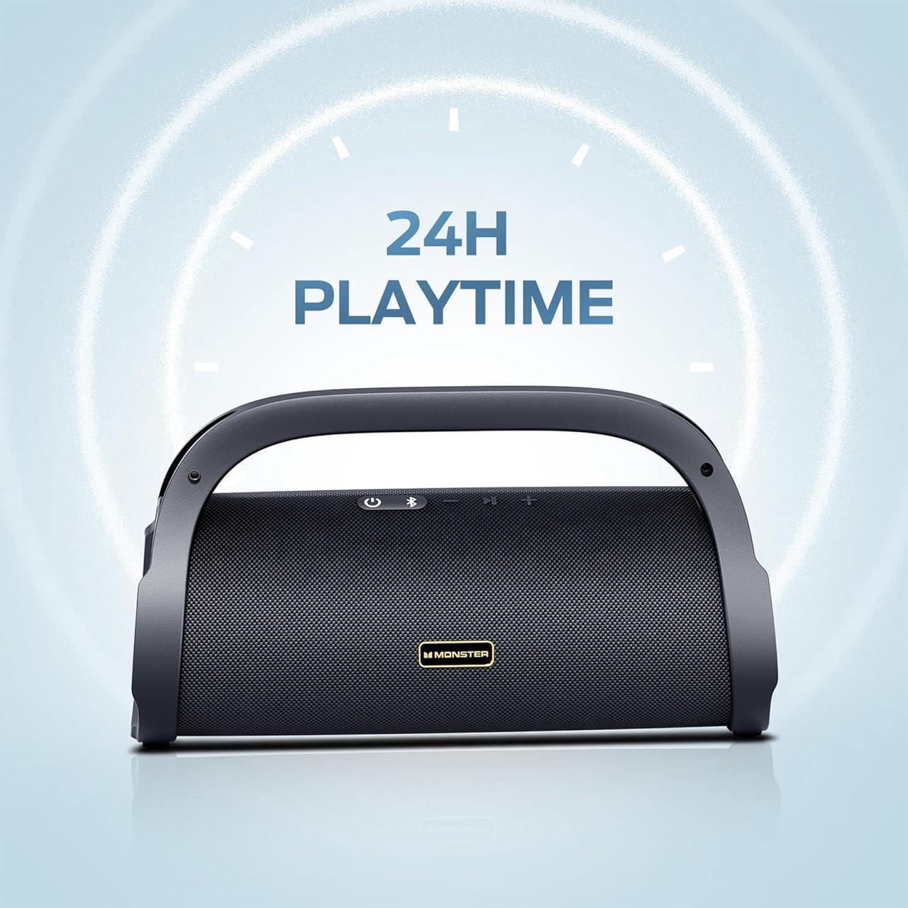 Alt view image 7 of 7 - Monster Adventurer Max 100W Bluetooth Speaker, IPX7 Waterproof Large Portable Bluetooth Speakers Stereo Sound, Loud Outdoor Wireless Speaker, 24H Playtime, Fast Charging, Support Mic in, Gold