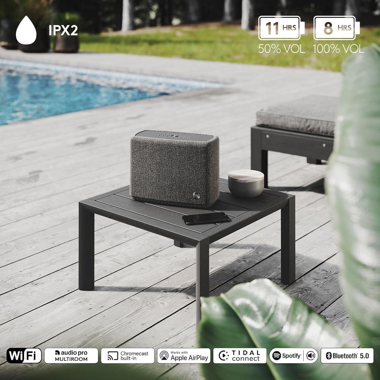Alt view image 2 of 7 - Audio Pro A15 Wireless Speaker - HiFi Sound, Smart Speaker - Alexa, Google Assistant - MultiRoom, Bluetooth, WiFi - Home, Office, Outdoor - Dark Grey