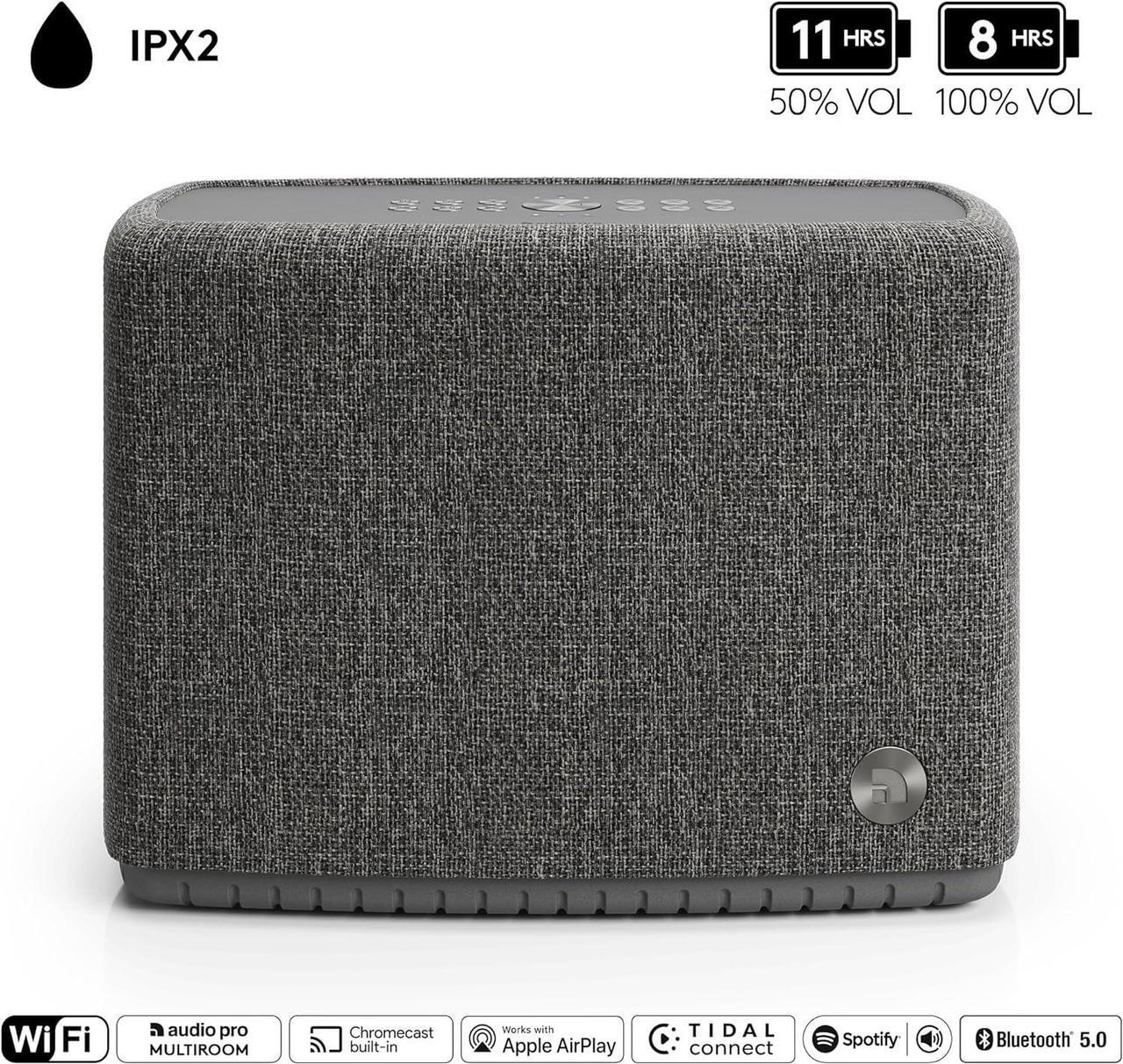 Alt view image 6 of 7 - Audio Pro A15 Wireless Speaker - HiFi Sound, Smart Speaker - Alexa, Google Assistant - MultiRoom, Bluetooth, WiFi - Home, Office, Outdoor - Dark Grey